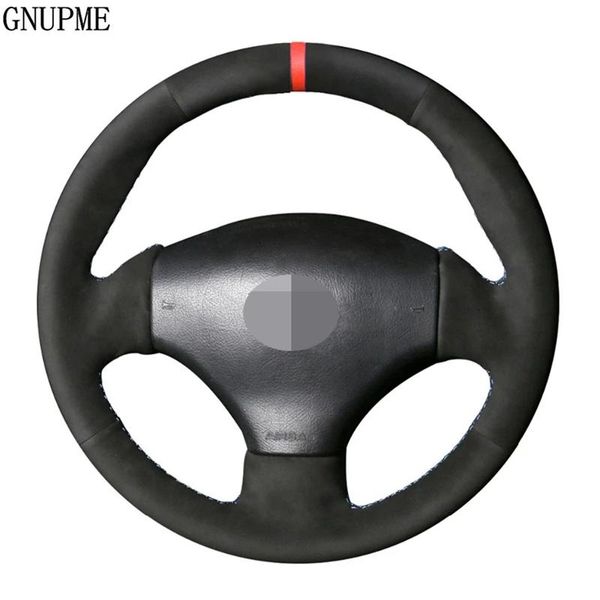 

steering wheel covers diy non-slip black genuine leather car cover for 206 1998-2005 sw 2003-2005 cc 2004 2005