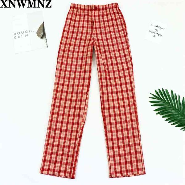 

red checkered pants woman high waist wide leg ins plaid summer women's vertical casual long 210520, Black;white