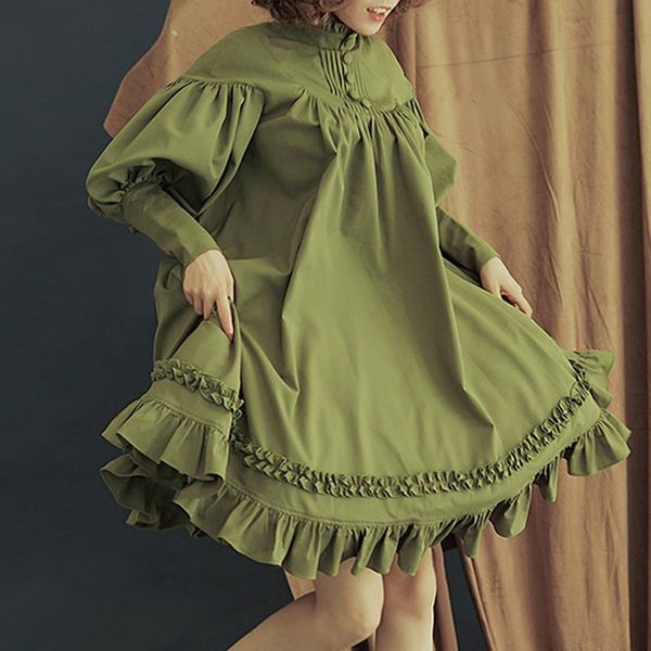 

dresses lolita women gothic vintage japanese style princess dresses sweet cosplay costume lantern sleeve cute party dress, Black;gray