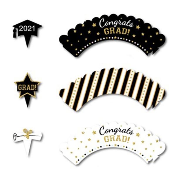 

other festive & party supplies 12pcs/set congrats grad cupcake liners wrappers 2021 cake cups ers graduation decorations