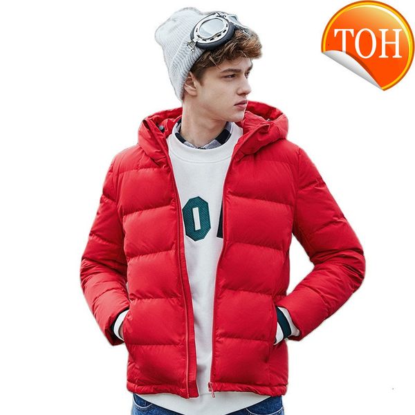 

new men 2021 winter jacket thick down coat 80% duck jackets loose hooded waterproof solid outwear for man, Black