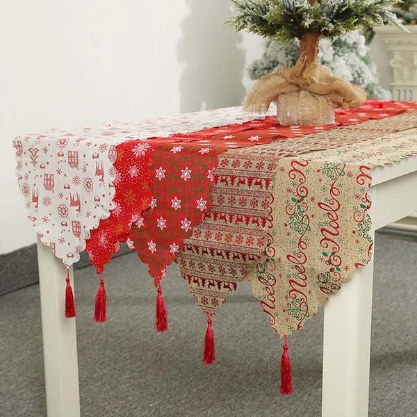 

table cloth 1 pcs 180x35cm christmas elk mat linen tablecloth flag home party decorative snowflake red cover