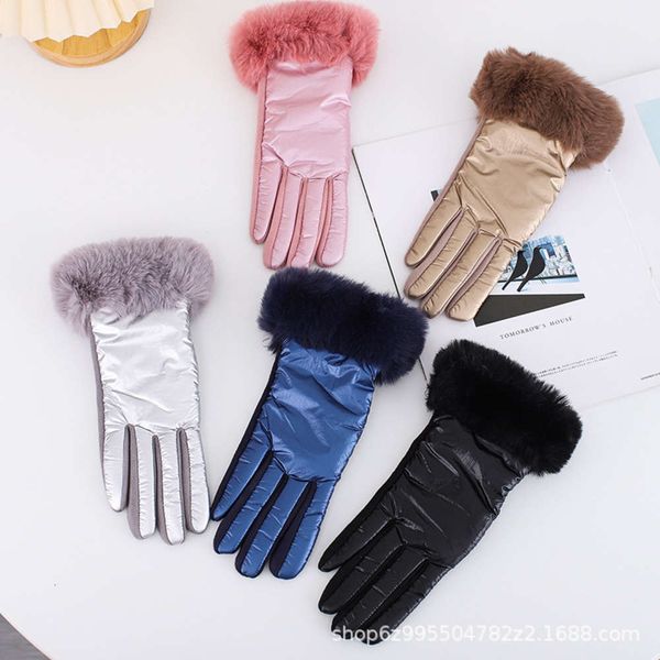 

gloves women' down cloth wool mouth suede fashion touch screen warm, Blue;gray