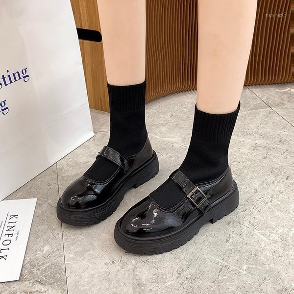 

boots 2021 lolita round toe rock shoes woman winter footwear boots-women low heels booties ladies luxury designer1, Black