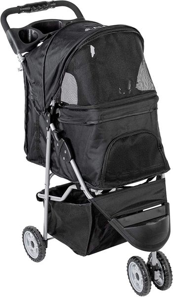 Haustier-Kinderwagen für Hunde, Katzen, Kleintiere, zusammenklappbarer Walk-Jogger, Outdoor-Reisewagen mit drei Rädern/vier Rädern