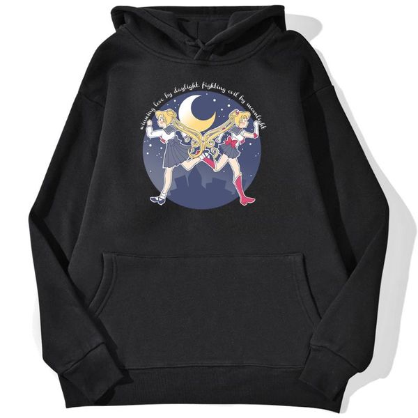 

women's hoodies & sweatshirts fighting evil by moonlight print women loose streetwear hip hop street sweatshirt sport casual hoodie fem, Black