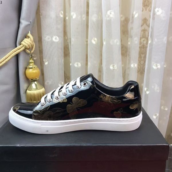 

2021 luxury mens fashion white platformdesigner genuine leather sneaker flat casual shoes od001, Red;white