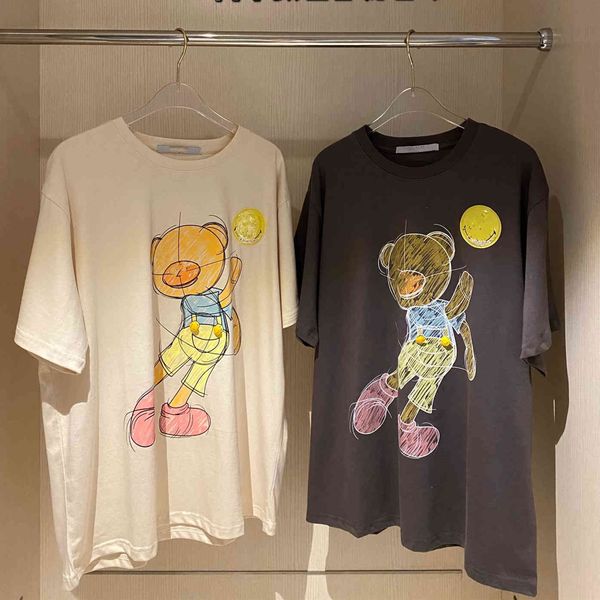 

luxury design cartoon sketch print short women's summer fashion loose co half sleeve t-shirt, White