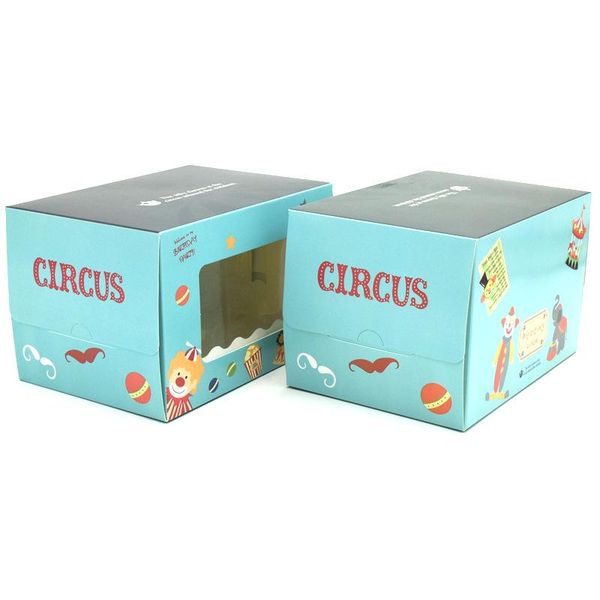 

gift wrap 50pcs circus troupe cake box, pure blue roll wrapping paper box,includes holder paper,15.5x11x10cm