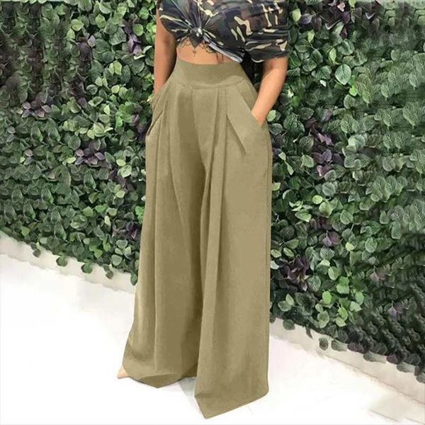 

elegant ol trousers fashion womens capris high waist wide leg celmia female casual palazzo solid pleated party pantalon 7, Black;white