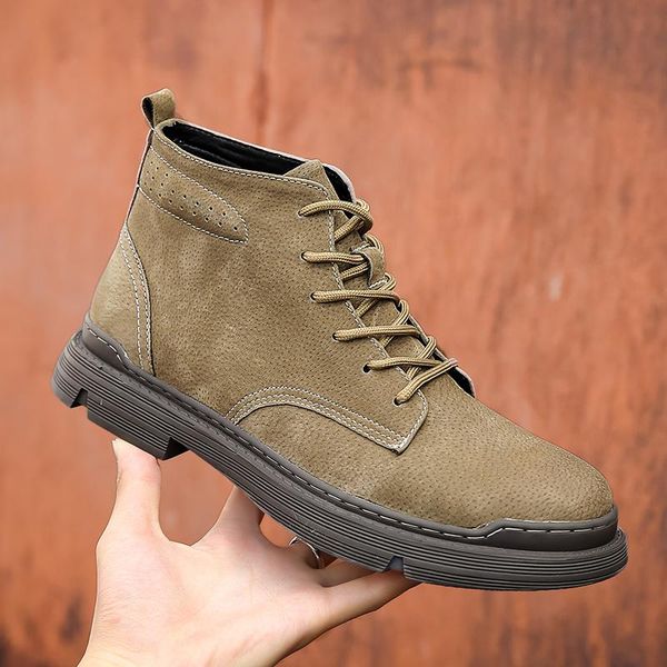 

boots brand men's handmade men ankle outdoor waterproof male shoes winter autumn warm lace-up man moccasins, Black