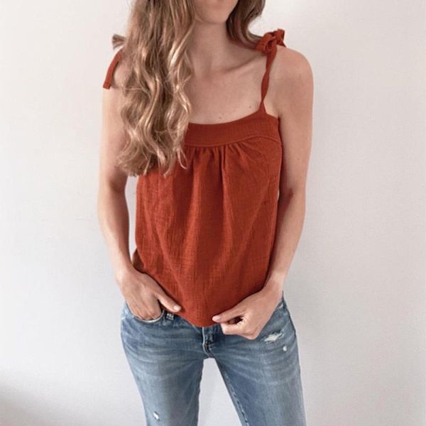 

women's tanks & camis solid color women tank summer 2021 halter backless off shoulder lace-up vest, White