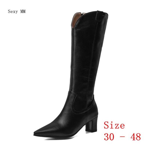 

boots spring autumn women knee high heel shoes woman thigh small plus size 30 31 32 33 - 41 42 43 44 45 46 47 48, Black