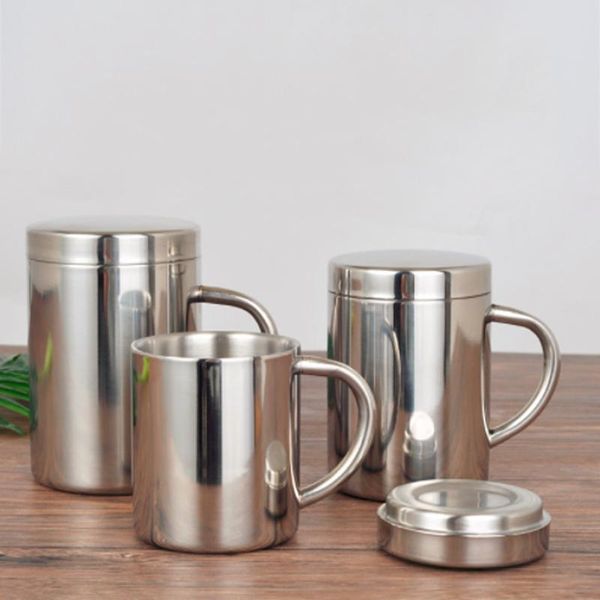 

mugs double wall stainless steel coffee mug with lid portable cup travel tumbler jug milk tea cups office water