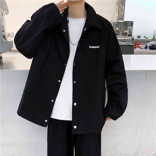 

men's jackets men spring turn-down collar loose coat hip hop streetwear solid single breasted harajuku jaqueta masculina nxk8, Black;brown