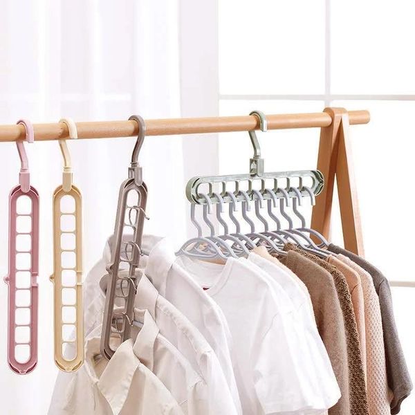 

hangers & racks foldable multi-functional 9-hole clothes hanger organizer space saving anti-skid magic drying scarf storage