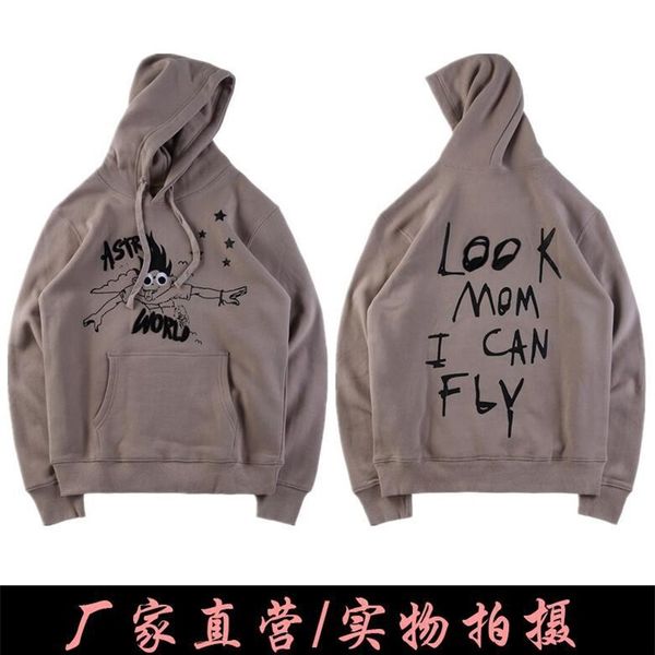 

travis scott high street three dimensional embroidery sweater hoodie, Black