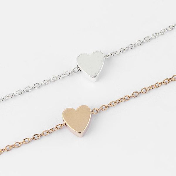 

1pcs heart shape delicate bracelet minimalist thin link, chain, Black