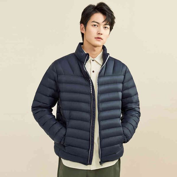 

autumn and winter new grey duck down warm men's warm down jacket stand collar down jacket men's style, Black