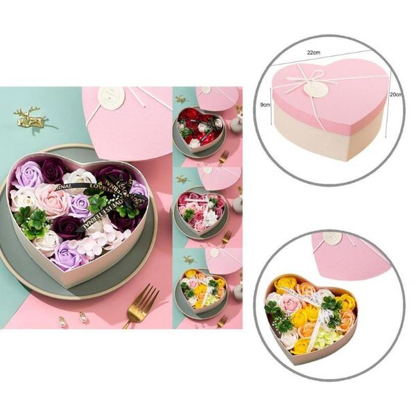 

gift wrap heart-shaped box flower bright-colored realistic modern beautiful rose petals soap flowers gifts