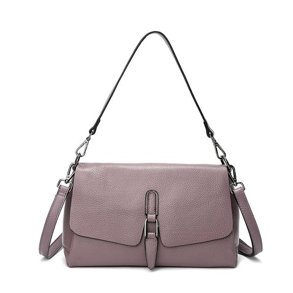 

women genuine leather shoulder bag soft grain natural cowhide crossbody bags purse for lady with two strap