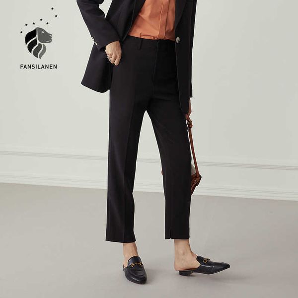 

fansilanen straight casual streetwear pant office lady high waist suit female autumn winter elegant trousers 210607, Black;white