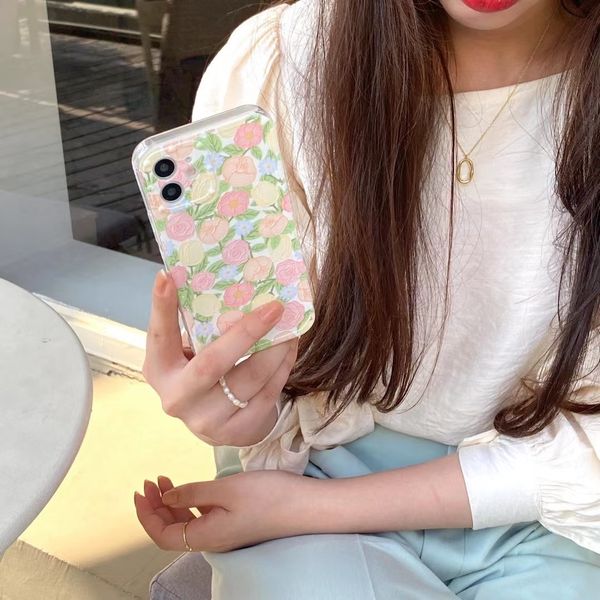 

cute flower silicone cases compatible for iphone 12 pro max full cover phone case 97175