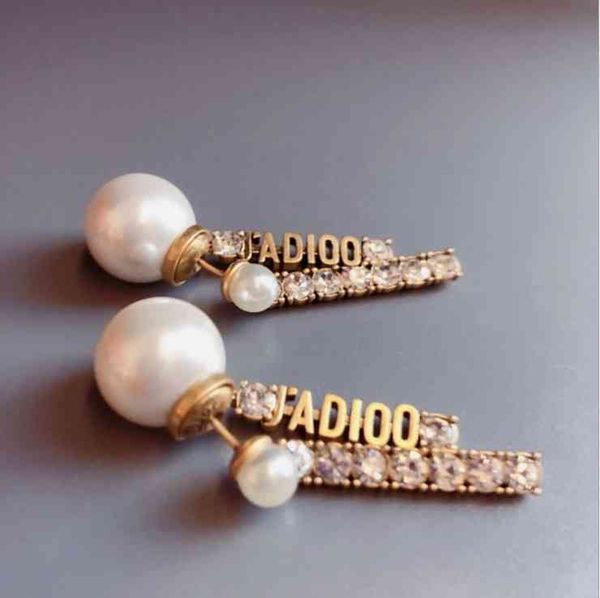 

factory specials aa ja letter classic diamond inlaid pearl precision version 925 silver needle anti allergy earrings female jh5u, Golden