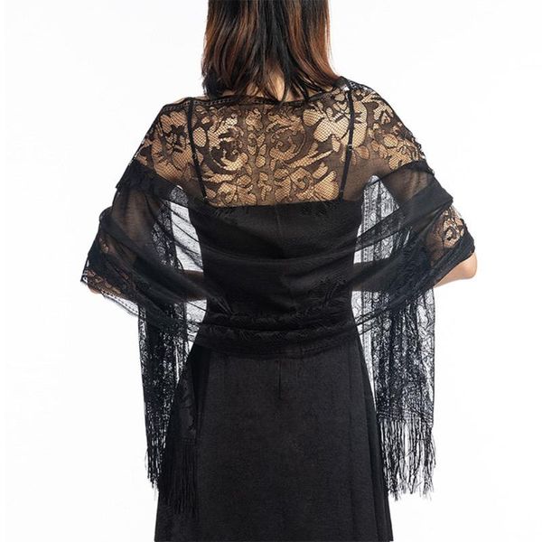 

scarves women summer double use wedding party evening dress cloth accessory hollowed out bridal shawl with tassels long scarf thin gauze, Blue;gray