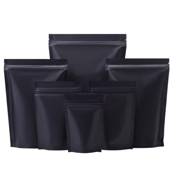 

storage bags 1000pcs stand up matte black mylar foil self-sealing package bag reclosable zipper candy powder chocolate