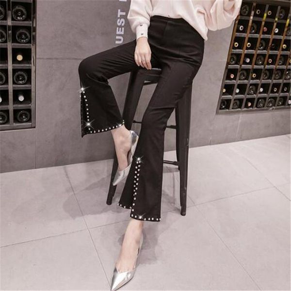 

women's jeans 2021 black trousers split rhinestones fashion was thin high waist slim casual trendy pants women, Blue