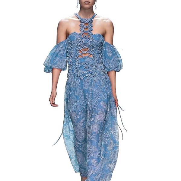 

australia retro openwork printed slim lantern short-sleeved hanging neck, Black