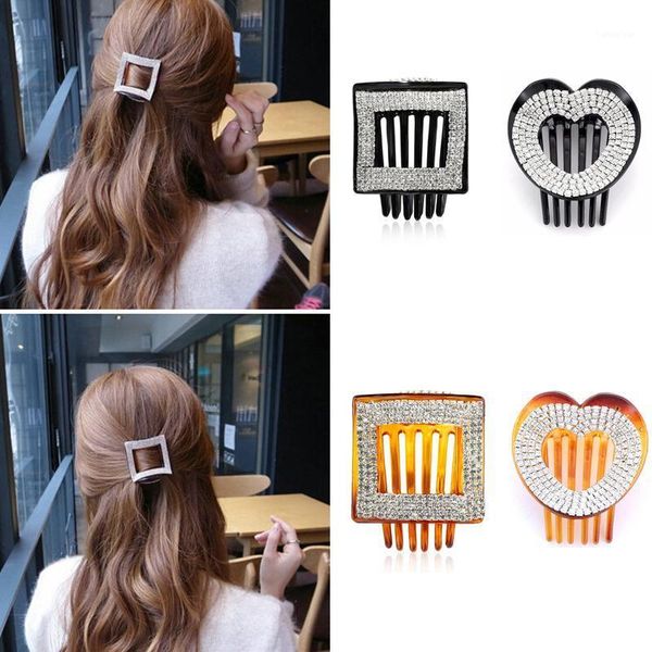 

rhinestone heart square geometric hair clip for women female hairpins accessories ponytail holder clamp headwear1