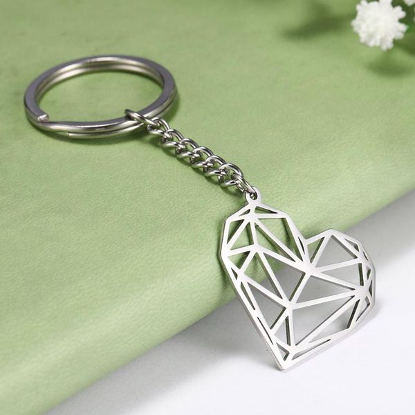 

keychains lemegeton heart pendant key chain ring holder women jewelry lovers car bag keychain souvenirs valentine's day, Silver