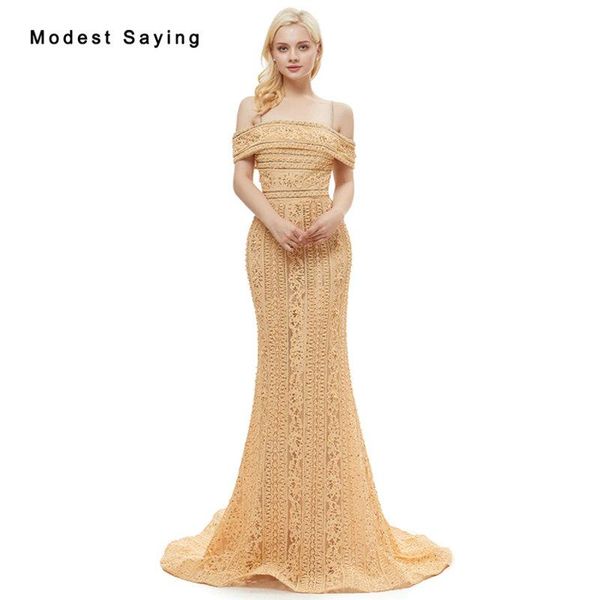 

party dresses elegant gold mermaid boat neck pearls lace evening 2021 with spaghetti straps formal beaded engagement prom gowns, White;black