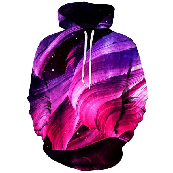 

pink ripple pattern fierce 3d printing hoodie visual impact party punk goth round neck sweater hoodie, Black