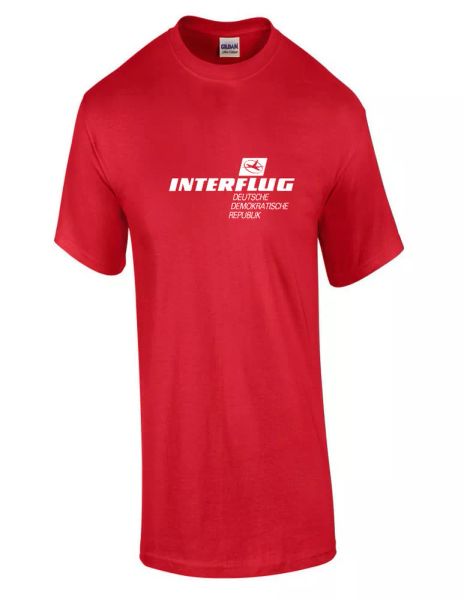 

interflug white vintage logo german airline red cotton t-shirt, White;black