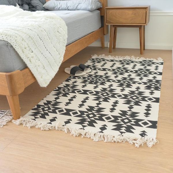 

carpets ins multi-function geometric cotton woven area rug , bohemia style cover cloth ,decorative bedside carpet, door mat