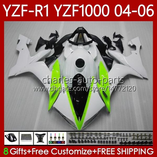 Corpo de motocicleta para Yamaha YZF-R1 YZF-1000 YZF R1 1000 CC 2004-2006 Bodywork Green BLK Branco 89NO.35 YZF R1 1000CC YZFR1 04 05 06 YZF1000 2004 2005 2006 OEM Fairings Kit