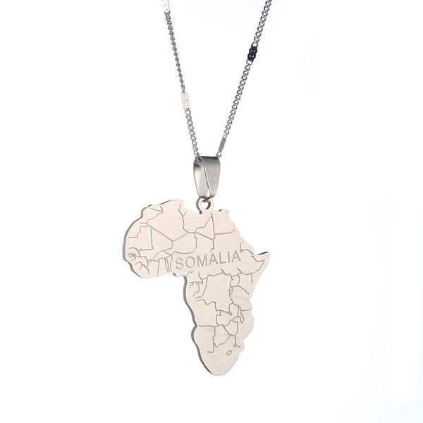 

africa somalia map necklace pendant for women men jewelry, Silver