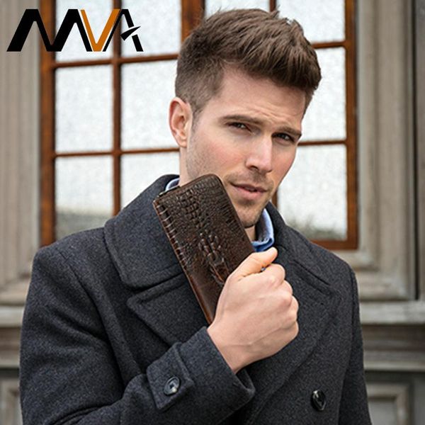 

wallets mva 100% men's genuine leather wallet crocodile pattern mens purse natural long for men slim clutch male 1232, Red;black