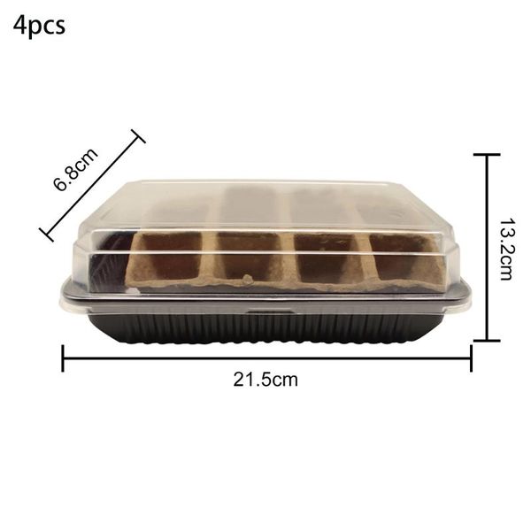 

planters & pots 4 sets flower pot seeds seedling tray sprout plate 12-cells nursery with transparent lids box for gardening