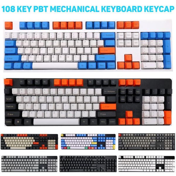 108Pcs/Set PBT Key Cap Keycaps Cherry MX Tastiera meccanica Keycap Accessori per tastiere Corrispondenza dei colori