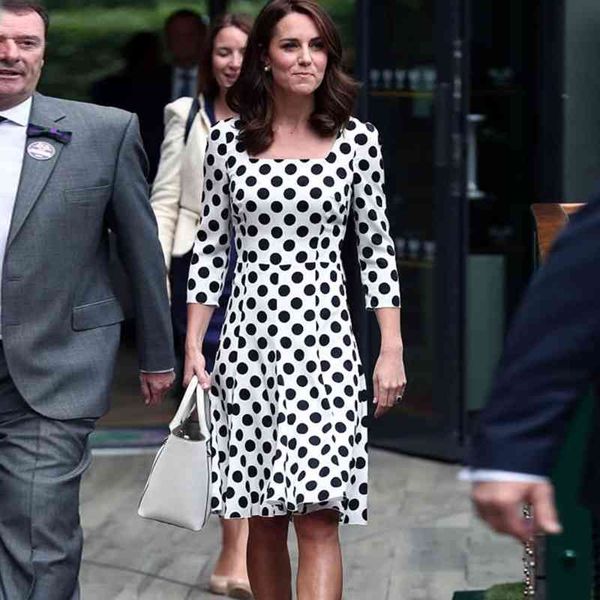 

runway princess kate 3/4 retro sleeve fine stylish spikes women's temperaments dress spring and summer, Black;gray