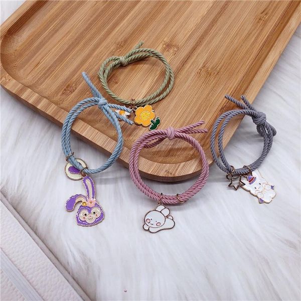 

hair accessories korean sweet girl simple cute alloy cartoon flower rubber band rope fashion children's ponytail, Slivery;white