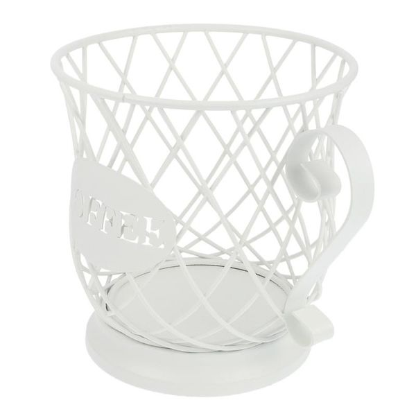 

coffee filters 1pc pod holder organizer practical metal storage basket (white)