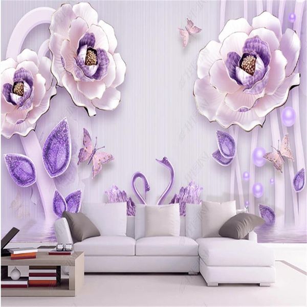 

wallpapers 3d embossed flowers blooming rich and honorable peony european living room tv background wall paper home decor mural