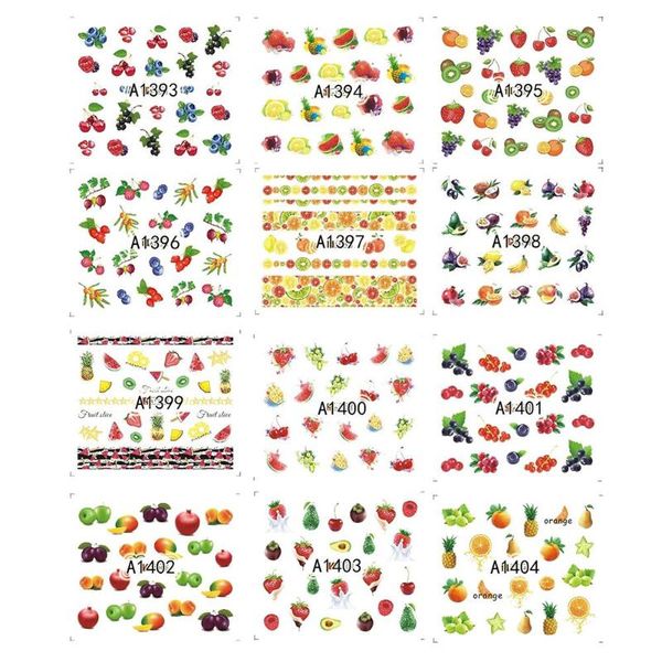 

temporary tattoos 1pcs refreshing fruit summer strawberry cherry cake nail art water transfer sticker decor slider decal manicure tool