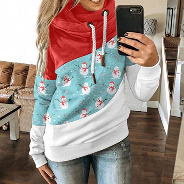 

ladies sweatshirt harajuku hoodie christmas print long sleeve casual pullover jacket jacket, Black