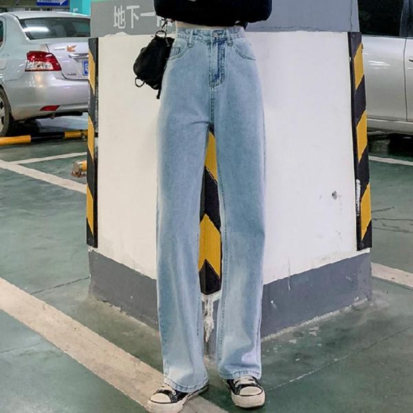 

women's jeans high waist wide leg straight loose for women xs s  l xl, Blue